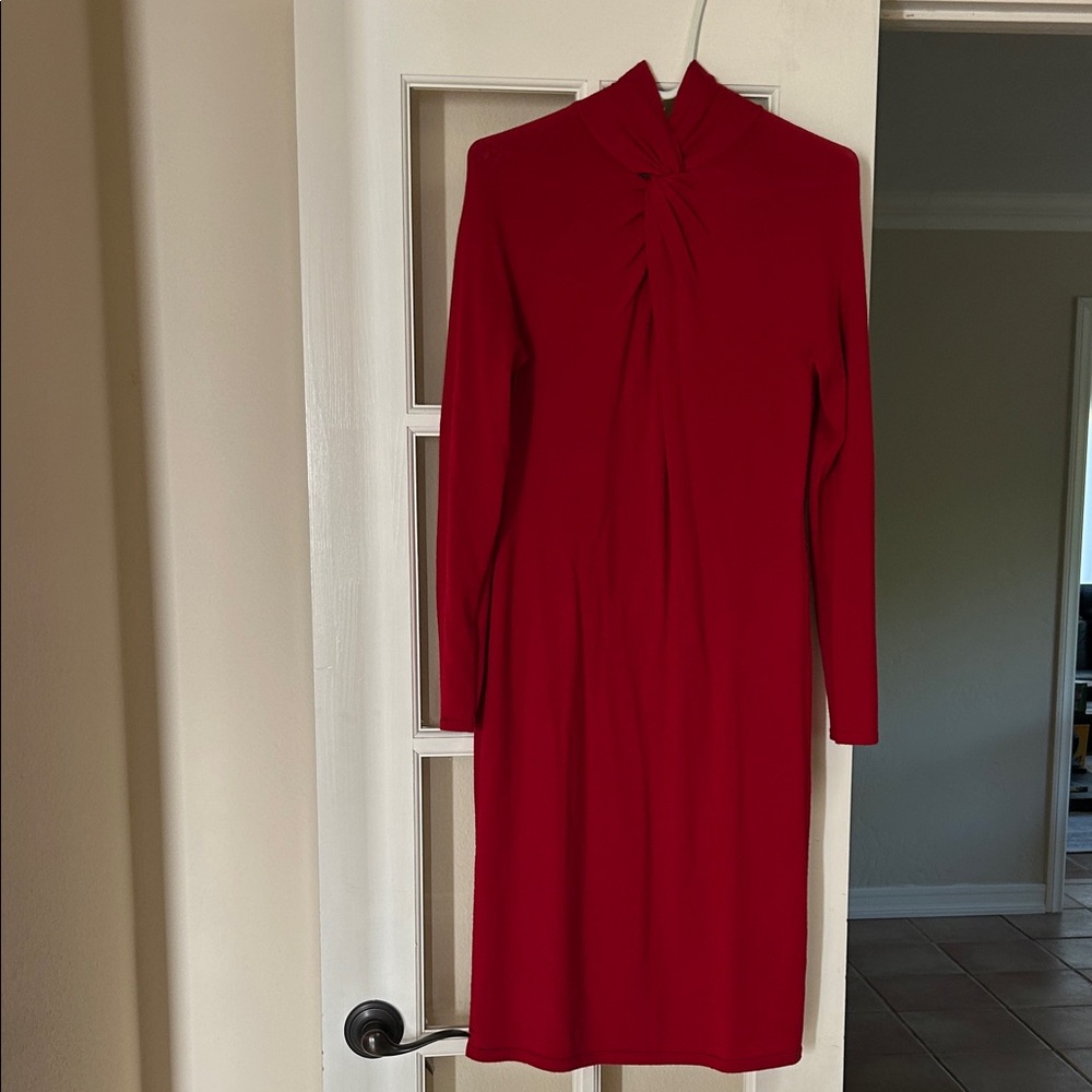 Ralph Lauren Red Long Sleeve merino wool Dress